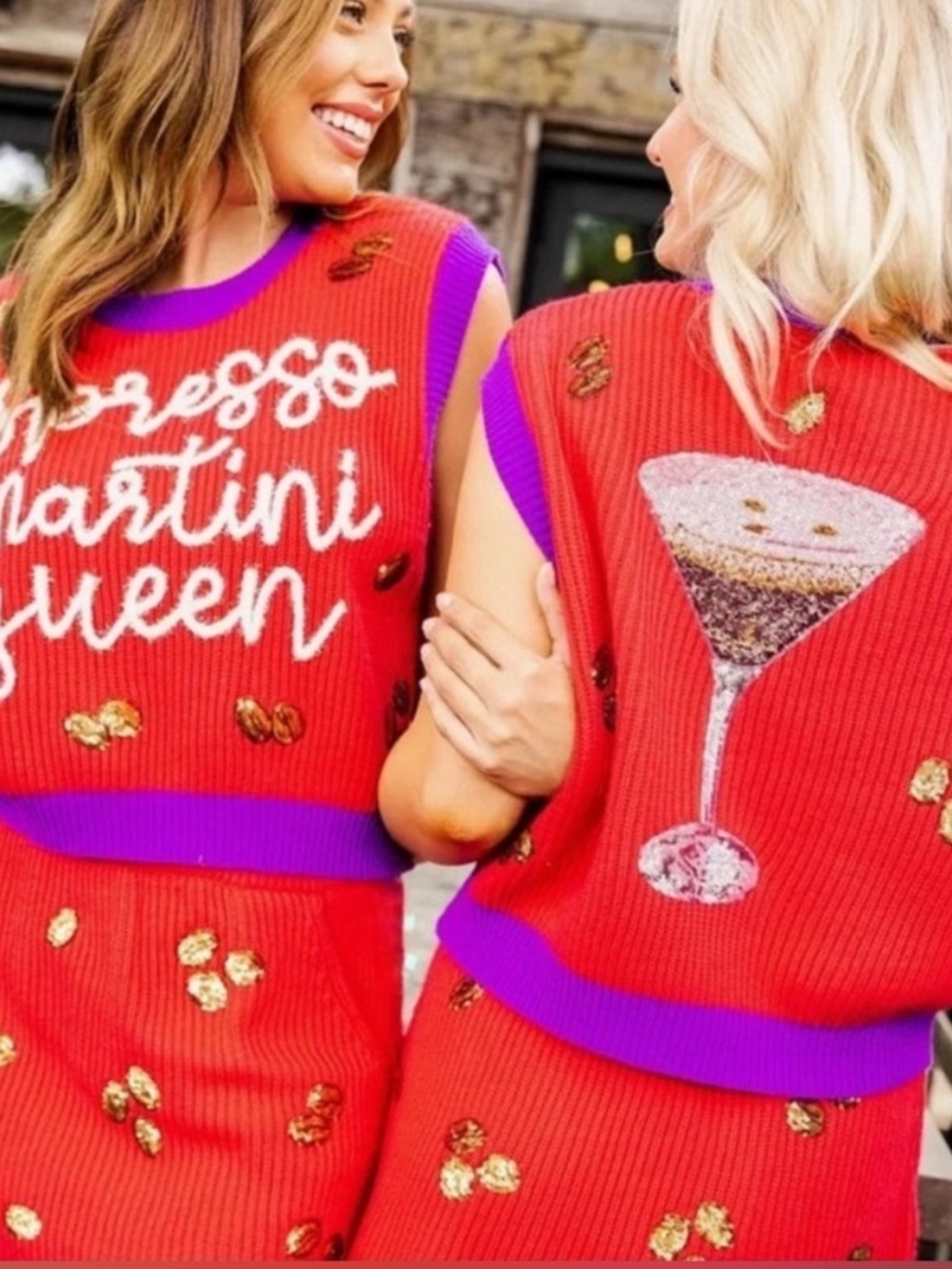 Queen Of Sparkles Vest Espresso Martini Queen in Red Purple